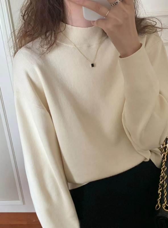 半ハイネック ニットセーター レディース トップス ニット セーター プルオーバー 長袖 スタンドカラー ハーフハイネック リブ かわいい 大人可愛い きれいめ シンプル カジュアル 上品 おしゃれ こなれ感 エレガント 無地 春 秋 冬 ママ 通勤 学生 学校 通学 デート