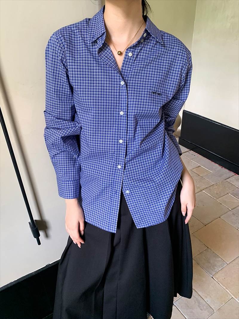 チェック柄長袖シャツレディーストッ...