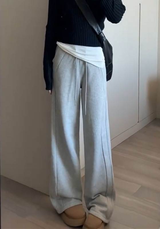 Rakuten - ウエストゴム ワイドパンツ レディース パンツ ボトムス ジャージ 部屋着 ロングパンツ ロング ワイド ストレート ポケット ハイウエスト ウエストゴム 伸縮性 かわいい 大人可愛い シンプル カジュアル おしゃれ こなれ感 ラフ ルーズ 無地 春 夏 秋 冬 ママ 学生 学校