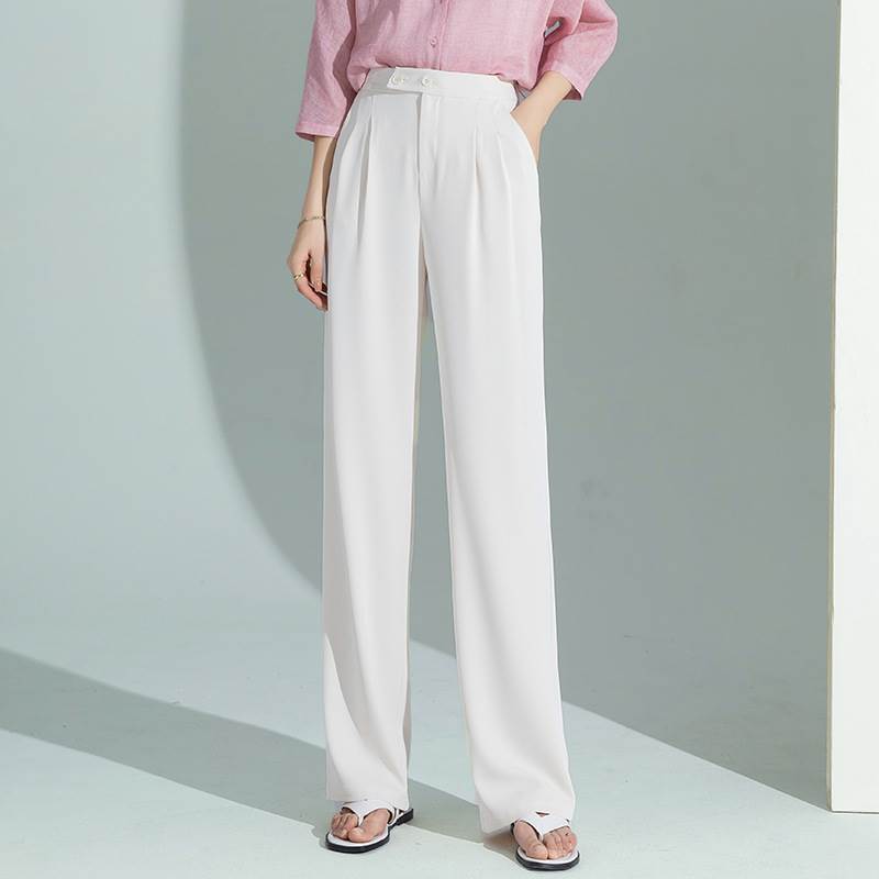 樂天商城 - タック入り ストレートパンツ レディース パンツ ボトムス スーツ ロングパンツ タックパンツ ロング ストレート タック ファスナー ポケット ハイウエスト ボタン 背面ゴム かわいい 大人可愛い きれいめ シンプル カジュアル 上品 おしゃれ エレガント フォーマル