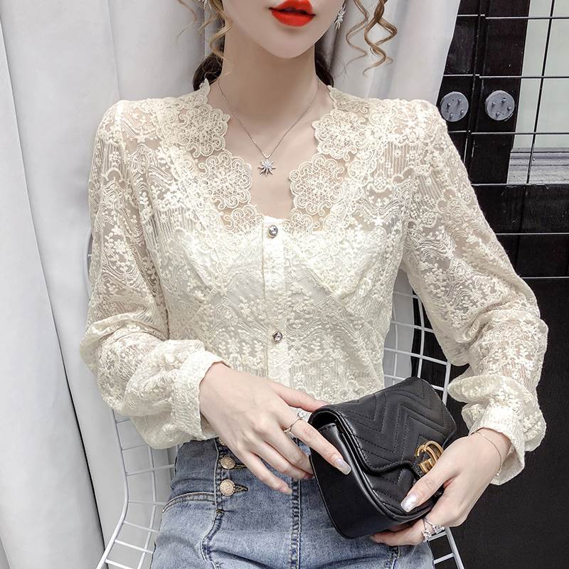 Long-Sleeved - トップス シャツ 袖あり 長袖 レース プルオーバー クリエイティブ きれいめ 大人 上品 おしゃれ お洒落 かっこいい レトロ 大人女子 こなれ感 モダン 主役級 存在感 秋 冬 221 ランチ カフェ 図書館 コンサート 鑑賞会 1代 2代 3代 レディース 韓国 オルチャン