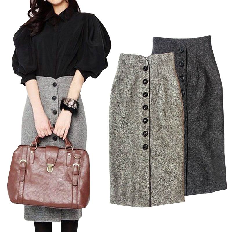 乐天商城 - タイト スカート レディース ひざ丈 美脚 脚長 前ボタン ハイウエスト コクーン シルエット 黒 グレー きれいめ かわいい シンプル カジュアル 上品 通勤 通学 デート オフィス OL 春 大人可愛い 韓国 オルチャン 個性的 デザイン おしゃれ