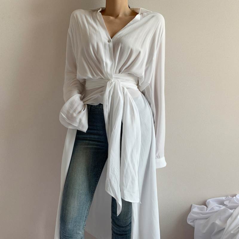 トップスロングシャツ長袖袖ありシャ...