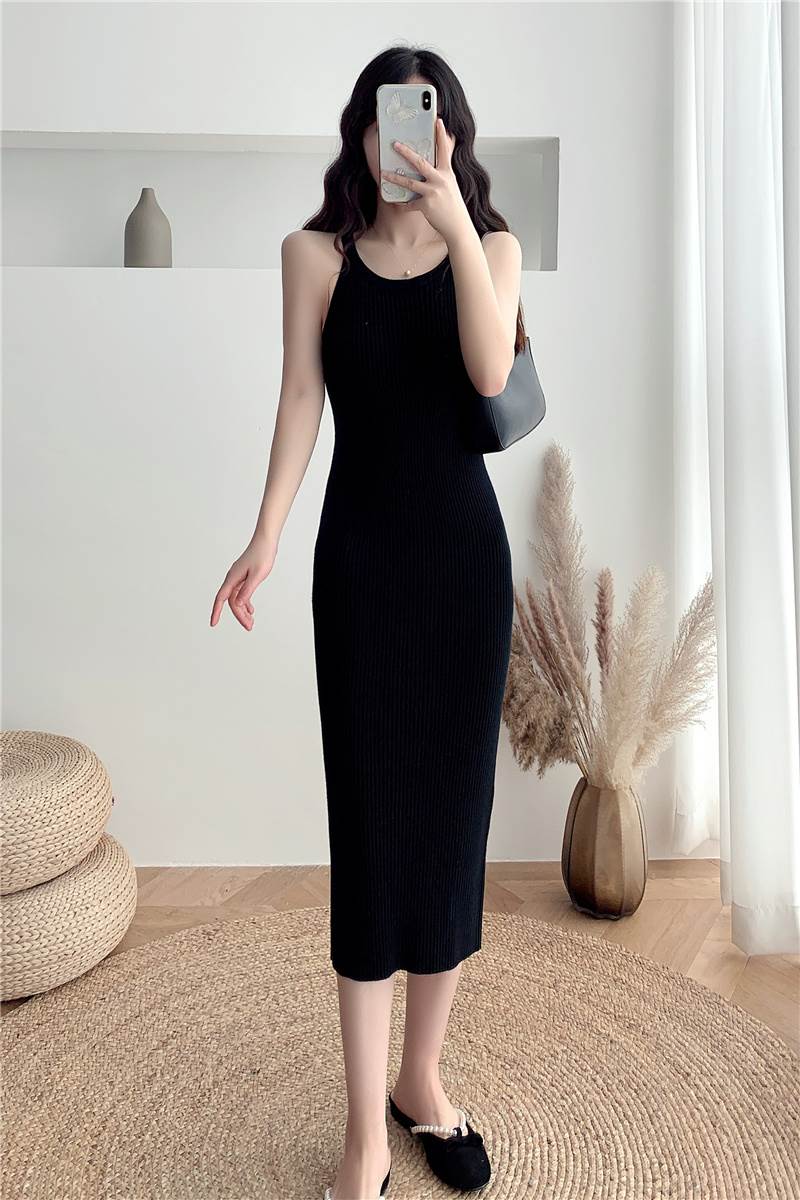 樂天商城 - リブ ノースリーブ ニット ワンピース ミモレ丈 ひざ丈 ラウンドネック タンクトップ タイト 細身 Iライン かわいい きれいめ シンプル 上品 大人 おしゃれ カジュアル 無地 レディース お出かけ デート 女子会 ランチ 海 プール リゾート 旅行 休日 普段使い オルチャン