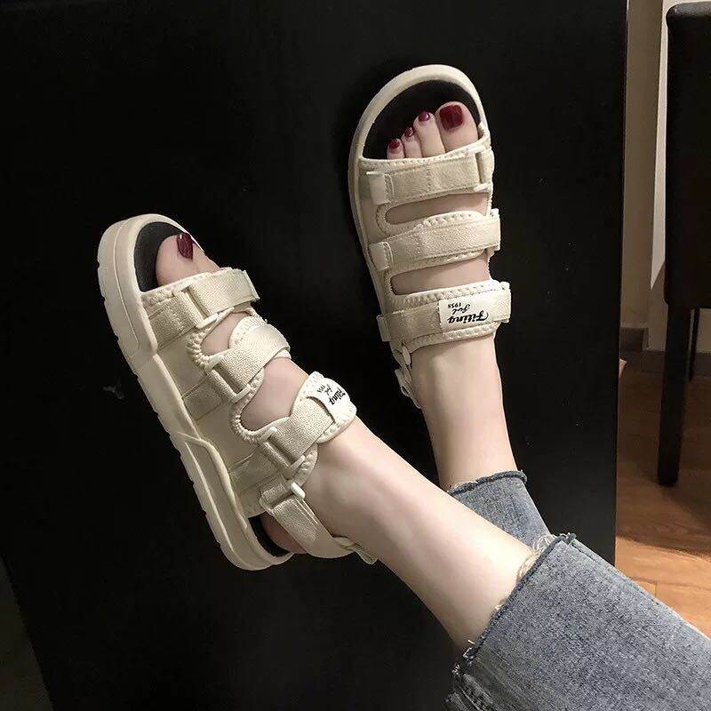 スポーツ サンダル レディース フラット ベルクロ 3連 歩きやすい 疲れにくい 白 黒 大きい サイズ 27.cm 韓国 ペア おそろい 無地 ロゴ ローヒール 3cmヒールクッション性 スポーティー おしゃれ かわいい アウトドア 通学 学生 海 ビーチ プール リゾート 休日 デート