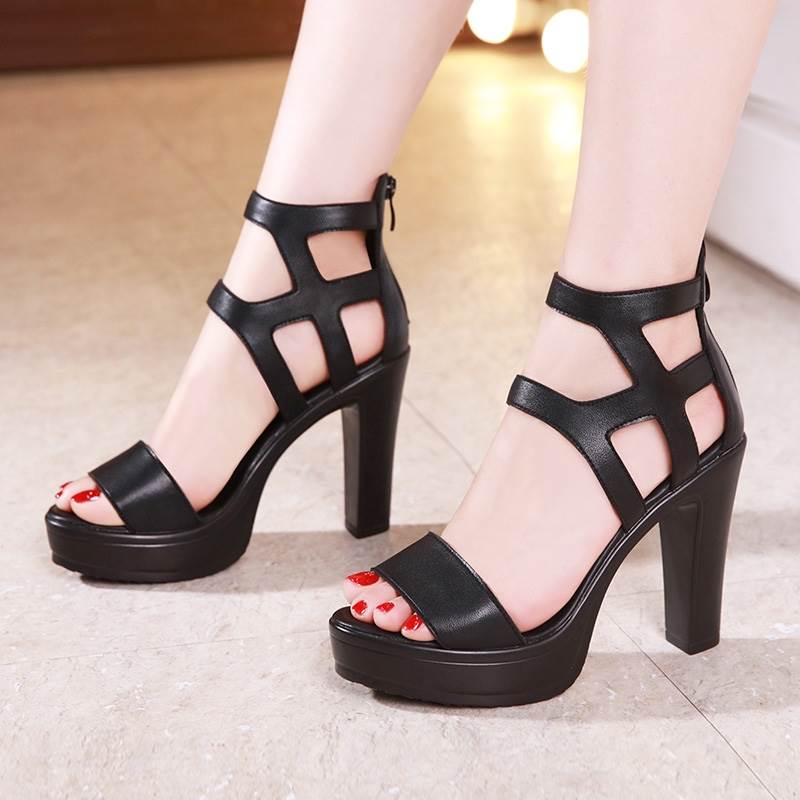 サンダル レディース オープントゥ 黒 赤 個性的 レザー クロスデザイン レースアップ 2タイプ 厚底 ハイヒール 1cm太ヒール サイズ豊富 背面ジッパー 防水 シンプル 美脚 脚長 無地 おしゃれ 通勤 通学 学生 お出かけ デート 旅行 休日 女子会 大人女子 21.cm 21.5cm