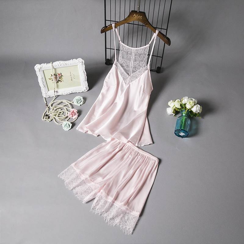 レディース パジャマ ルームウェア 人気 通販 おすすめ 部屋着 寝巻き ナイトウェア ショート丈 袖なし Vネック レース ポリエステル 上下セット 2点 セット ツーピース 大人 可愛い セクシー きれいめ シンプル 大人 上品 おしゃれ 大人女子 ラブリー キュート デート 黒 赤