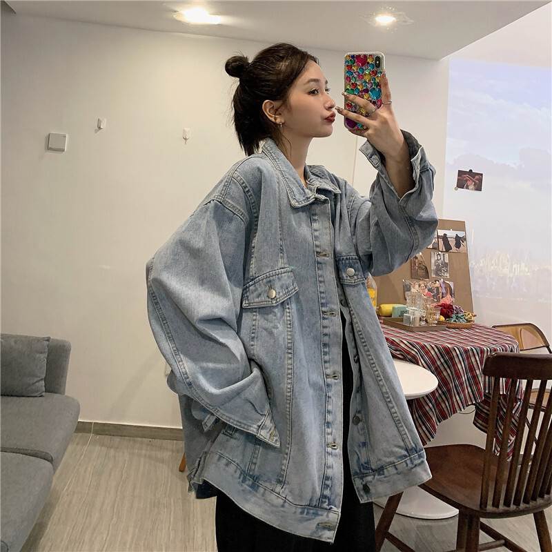 レディース オーバー サイズ デニム ジャケット アウター 人気 大きいサイズ 2XL 3XL 4XL Gジャン 上着 袖あり 長袖 襟付き ブルーデニム かわいい きれいめ シンプル 大人 大人女子 ボーイ 大人可愛い 韓国 オルチャン 個性的 デザイン おしゃれ