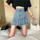 ティアードヘム デニム 台形 スカート レディース ボトムス マイクロミニ ミニ丈 膝上 前裾アシンメトリー 切り替え デザイン ハイウエスト ジーンズ生地 無地 春 夏 秋 冬 シンプル カジュアル 大人 可愛い 普段使い デート お出かけ 韓国系 大きいサイズ 2XL 3XL 4XL 青
