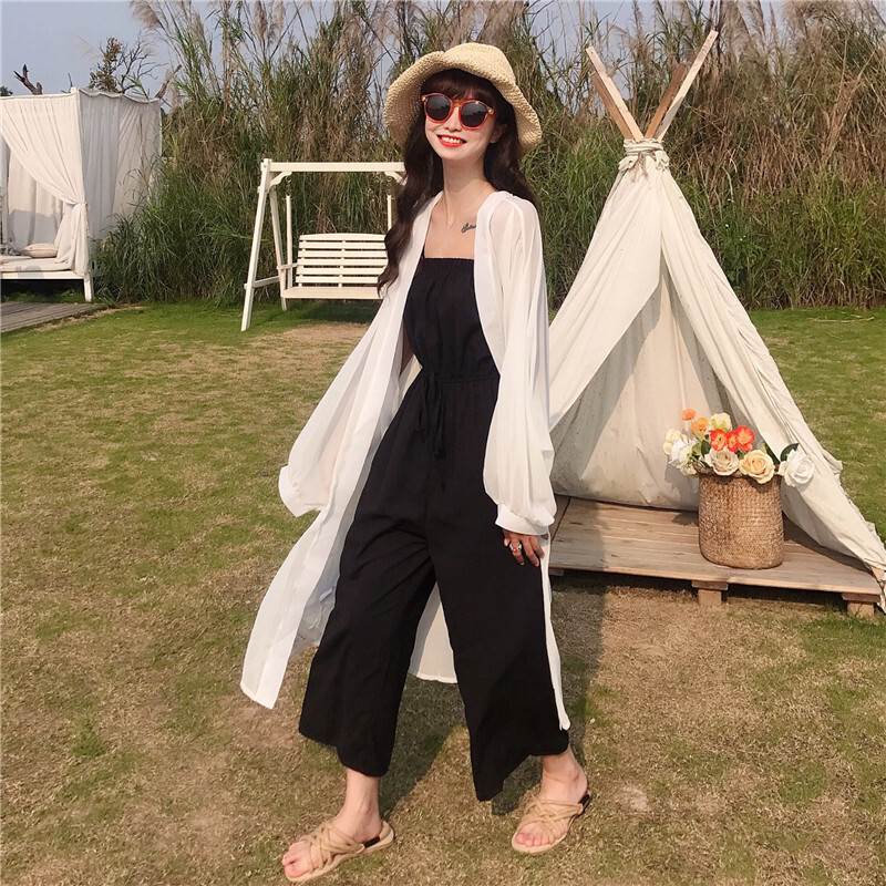 ウエスト リボン オールインワン レディース 袖なし 袖あり ノースリーブ 長袖 パフスリーブ スクエアネック シフォン ウエストマーク 前開き 大人 可愛い きれいめ ラフ シンプル カジュアル 大人 お洒落 こなれ感 韓国 オルチャン 黒 白 ピンク 春 夏 お出かけ 休日 着回し