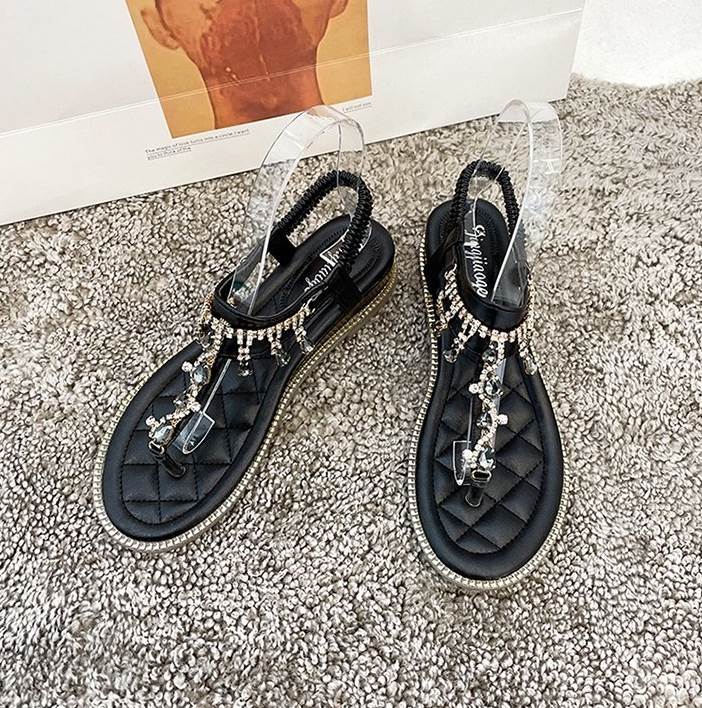 トング サンダル レディース 黒 フラット ぺたんこ ビジュー コンフォート 韓国 きらきら シンプル カジュアル きれいめ 上品 お洒落 大人 可愛い ボーイッシュ ラフ 普段使い 歩きやすい ゴム 履きやすい 楽ちん デート アウトドア オフィス 小さいサイズ 22.5cm 春 夏 秋