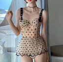 水着 ワンピース レディース 体系カバー 切り替えデザイン バックシャン バックコンシャス 透け感 シースルー 胸元 谷間 大人 可愛い きれいめ セクシー カジュアル 華やか 大人っぽい お洒落 韓国 オルチャン ベージュ ドット柄 水玉 夏 海 韓国 オルチ 韓国 オルチャン(4)