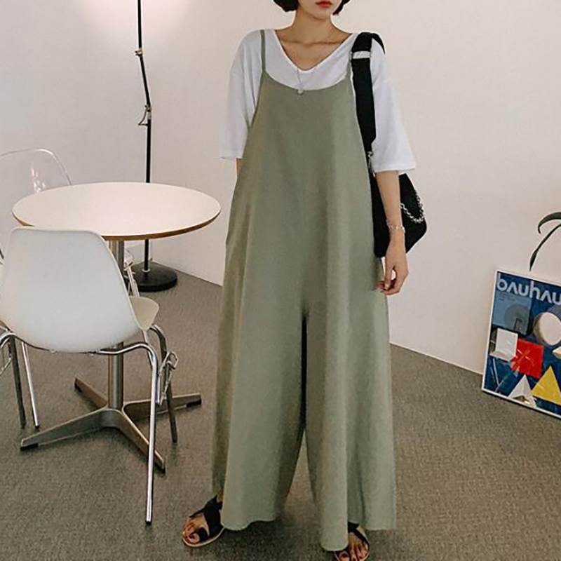 ワイドサロペット ボトムス サロペット 袖なし ラウンドネック ワイド 綿 麻 リネン かわいい 大人可愛い きれいめ シンプル カジュアル 大人 おしゃれ お洒落 大人可愛い 大人女子 こなれ感 無地 春 夏 1代 2代 3代 レディース 学生 通学 デート お出かけ 女子会