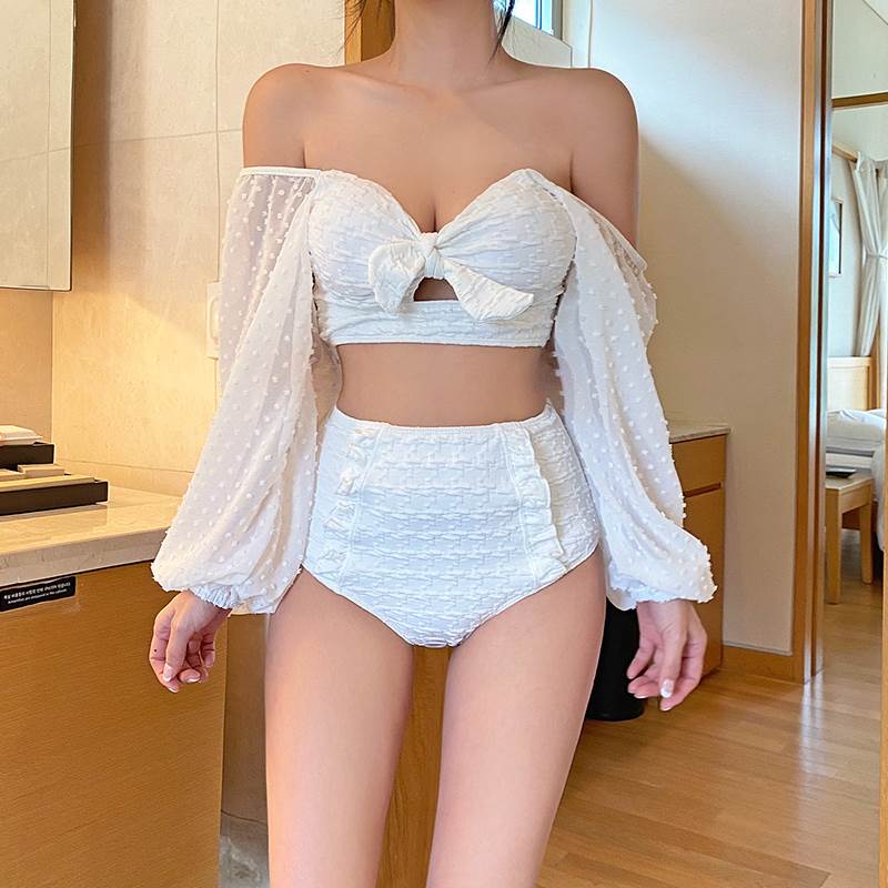 樂天商城 - 水着 ビキニ スイムウェア セパレート水着 セパレート オフショルダー オフショル 半袖 リボン フリル レースアップ 編み上げ バックシャン バックコンシャス 透け感 シースルー 上下セット 2点セット かわいい 大人可愛い セクシー sexy シンプル カジュアル 大人