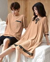 ルームウェア パジャマ 寝巻き ワンピース Tシャツ ハーフパンツ トップス ボトムス 上下セット 2点セット ツーピース 半袖 袖あり 膝丈 ミディ丈 リボン...