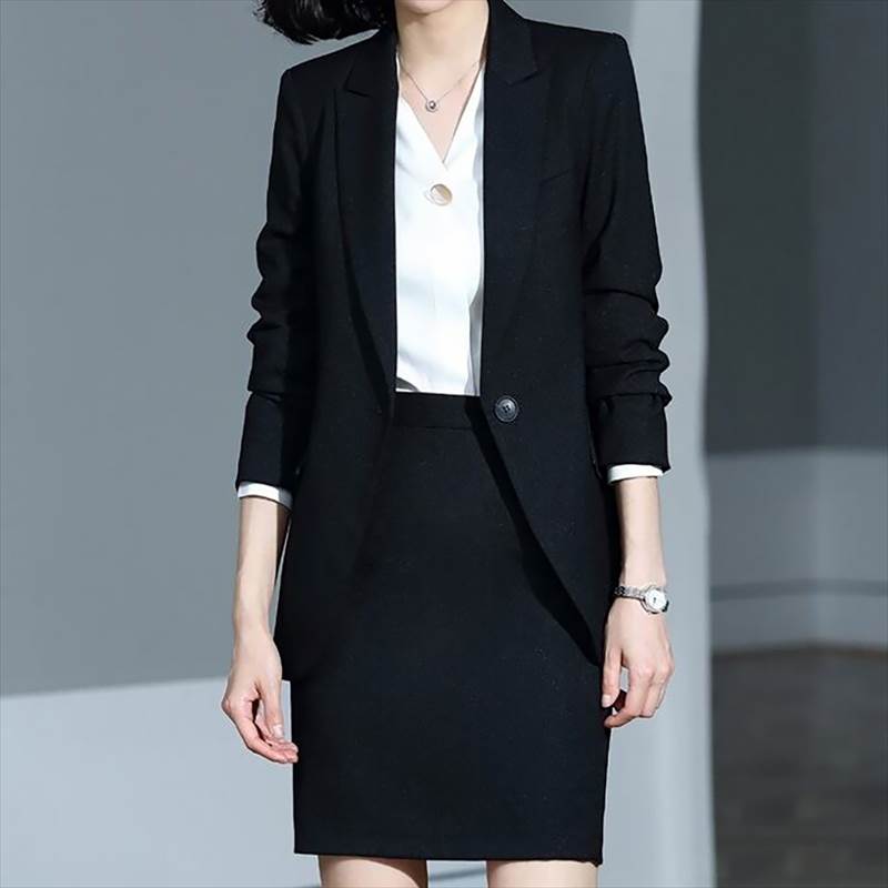 セットアップ スーツ ジャケット シャツ パンツ スカート 4点セット 上下セット アウター トップス ボトムス 長袖 袖あり 襟付き 前開き 白シャツ Vネック ロング丈 ズボン ミニスカート ミニ丈 ひざ上 フロントボタン ポケット スリム 無地 シンプル レディース