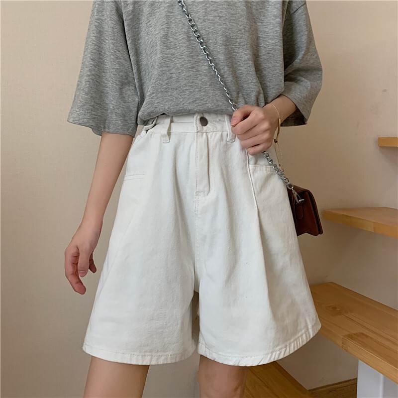 Short Pants - ハイウエストデニムショートパンツ パンツ デニムパンツ ショートパンツ ショート ショート丈 フレア ハイウエスト デニム かわいい 大人可愛い きれいめ シンプル カジュアル 大人 おしゃれ お洒落 大人可愛い 大人女子 こなれ感 ラブリー キュート ガーリー 主役級