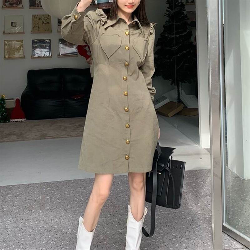 乐天商城 - ミニ丈 シャツワンピース シャツ ワンピース ミニ 袖あり 長袖 襟付き Aライン ポケット ハイウエスト 前開き かわいい 大人可愛い シンプル カジュアル 大人 おしゃれ お洒落 大人女子 無地 春 秋 10代 20代 レディース 通勤 学生 通学 デート お出かけ 女子会 休日