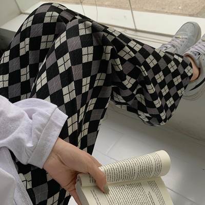 乐天商城 - チェック柄 ハイウエスト ワイドパンツ ボトムス パンツ ズボン ストレートパンツ ロング ロング丈 ストレート ワイド ウエストゴム かわいい 大人可愛い シンプル カジュアル 大人 おしゃれ お洒落 大人女子 こなれ感 ラフ ルーズ 個性的 モード系 主役級 とろみ感