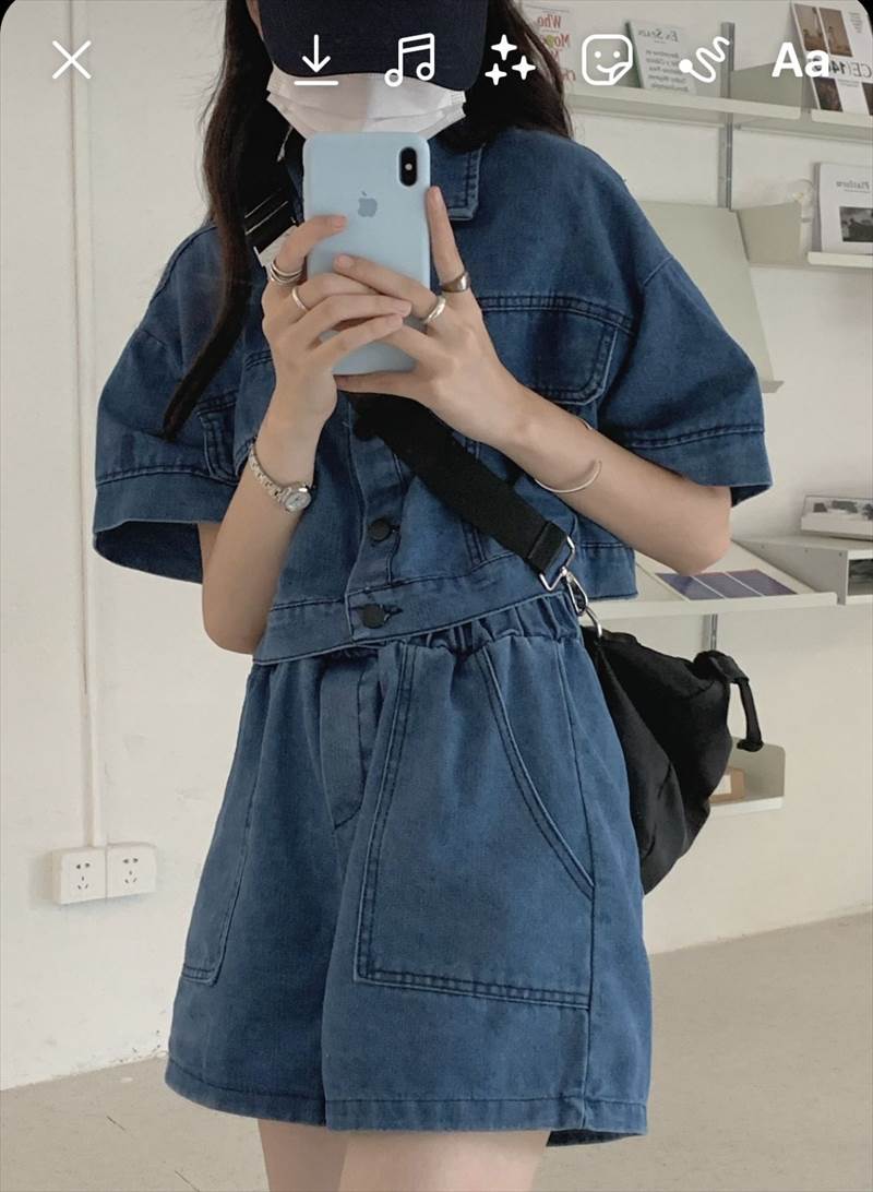 デニム セットアップ 上下セット 2点セット トップス ボトムス パンツ ジャケット ズボン ワイドパンツ ショートパンツ ショート ショート丈 袖あり 半袖 襟付き ワイド ポケット ハイウエスト 前開き ブルーデニム ツーピース かわいい 大人可愛い シンプル カジュアル