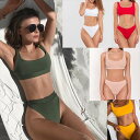 カラバリ タンキニ 水着 上下セット 2点セット ビキニ スイムウェア セパレート ノンワイヤー パッド付き Tバック ハイレグ ハイウエスト ツーピース セクシー シンプル カジュアル 大人 大人っぽい おしゃれ お洒落 女っぽ スタイリッシュ 無地 10代 20代 レディース