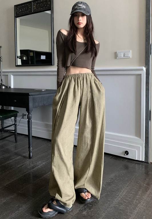 セットアップ ショート丈 ロンT パンツ 上下セット 2点セット トップス ボトムス 長袖 Tシャツ ズボン ワイドパンツ ロング オフショルダー ストレート ワイド ハイウエスト ウエストゴム ツーピース かわいい 大人可愛い シンプル カジュアル お洒落 こなれ感 ラフ