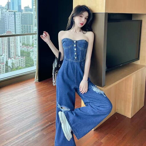 脚長 ダメージ デニム ベアトップ オールインワン ボトムス パンツ Gパン ストレートパンツ デニムパンツ ロング ロング丈 袖なし ノースリーブ 襟なし スリム ストレート ワイド ハイウエスト ブルーデニム かわいい 大人可愛い シンプル カジュアル 大人 おしゃれ 脚長 ダメージ デニム ベアトップ オールインワン ボトムス パンツ Gパン ストレートパンツ デニムパンツ ロング ロング丈 袖なし ノースリーブ 襟なし スリム ストレート ワイド ハイウエスト ブルーデニム かわいい 大人可愛い シンプル カジュアル 大人 おしゃれ