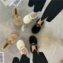 ふわふわ ファー チェーン ベルト ぺたんこシューズ シューズ 靴 くつ クツ フラットシューズ ローヒール フラット ぺたんこ ペタンコ ラウンドトゥ もこもこ 歩きやすい バックル 暖かい かわいい 大人可愛い カジュアル おしゃれ お洒落 個性的 存在感 無地 春 秋 冬(4)