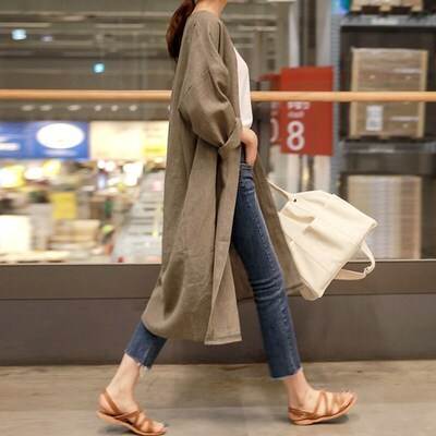 Rakuten - ロングカーディガン トップス カーディガン ロング ロング丈 袖あり 長袖 Vネック 前開き 綿 かわいい 大人可愛い きれいめ シンプル カジュアル 大人 上品 おしゃれ お洒落 大人可愛い 大人女子 こなれ感 キュート ガーリー エレガント モダン 主役級 存在感 無地 春