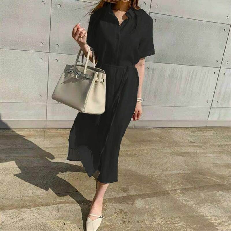 シャツワンピース ワンピース シャツワンピース ワンピドレス ミモレ ミモレ丈 ロング ロング丈 袖あり 半袖 襟付き ウエストマーク ウエストリボン 前開き 綿 麻 リネン かわいい 大人可愛い きれいめ シンプル カジュアル 大人 上品 おしゃれ お洒落 大人可愛い