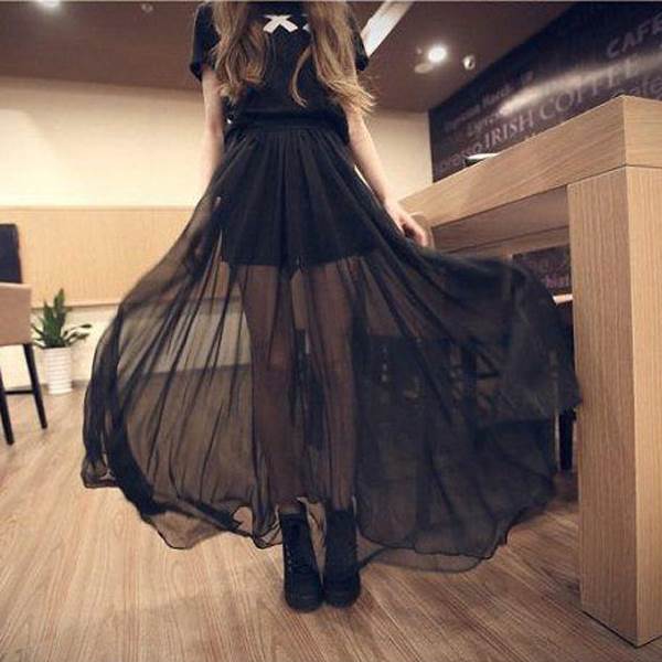 乐天商城 - ロングスカート スカート ボトムス ロングスカート ロング ロング丈 フレア Aライン 透け感 シースルー かわいい 大人可愛い きれいめ シンプル カジュアル 大人 上品 おしゃれ お洒落 大人可愛い 大人女子 こなれ感 ラブリー キュート モダン 主役級 存在感 無地 春 夏