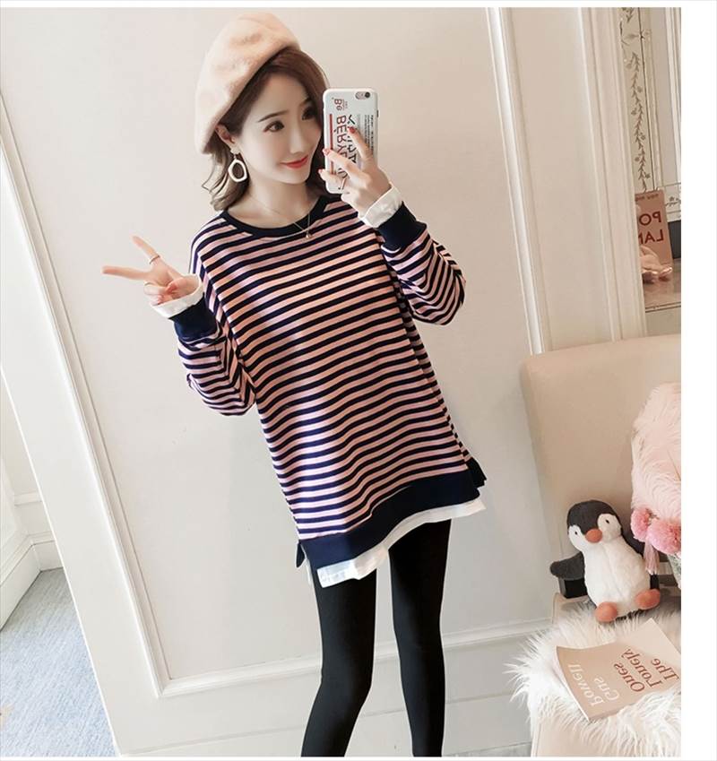 トップス Tシャツ ミディアム丈 袖あり 長袖 ラウンドネック きれいめ シンプル カジュアル 大人 上品 おしゃれ お洒落 レトロ 大人女子 こなれ感 モダン 存在感 抜け感 オールマッチ ニッチ 爽やか 清涼感 ボーダー 春 秋 1代 2代 3代 レディース 女性用 ママ