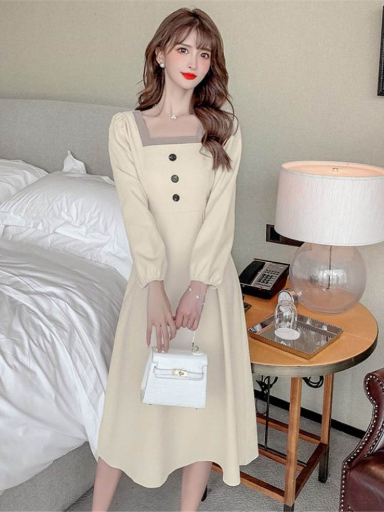ワンピース ミディアム丈 袖あり 長袖 きれいめ 大人 上品 おしゃれ お洒落 大人女子 こなれ感 エレガント モダン 主役級 存在感 抜け感 オールマッチ ハイエンド ニッチ 高級感 シック 無地 春 秋 ランチ ディナー カフェ 1代 2代 3代 レディース 女性用 女の子 OL