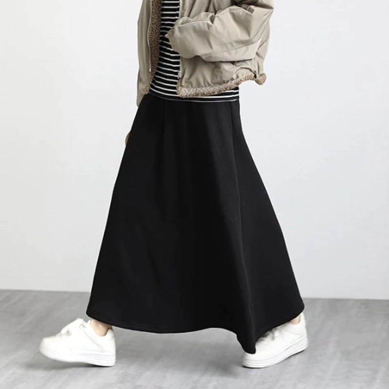 あったか裏地 レディース スカート ボトムス 膝丈 ミモレ ロング セミフレア Aライン ハイウエスト ウエストゴム 裏起毛 きれいめ シンプル カジュアル 上品 おしゃれ こなれ感 ベーシック 無地 秋 冬 ハロウィン クリスマス バレンタイン ママ 女の子 学生 学校 通学