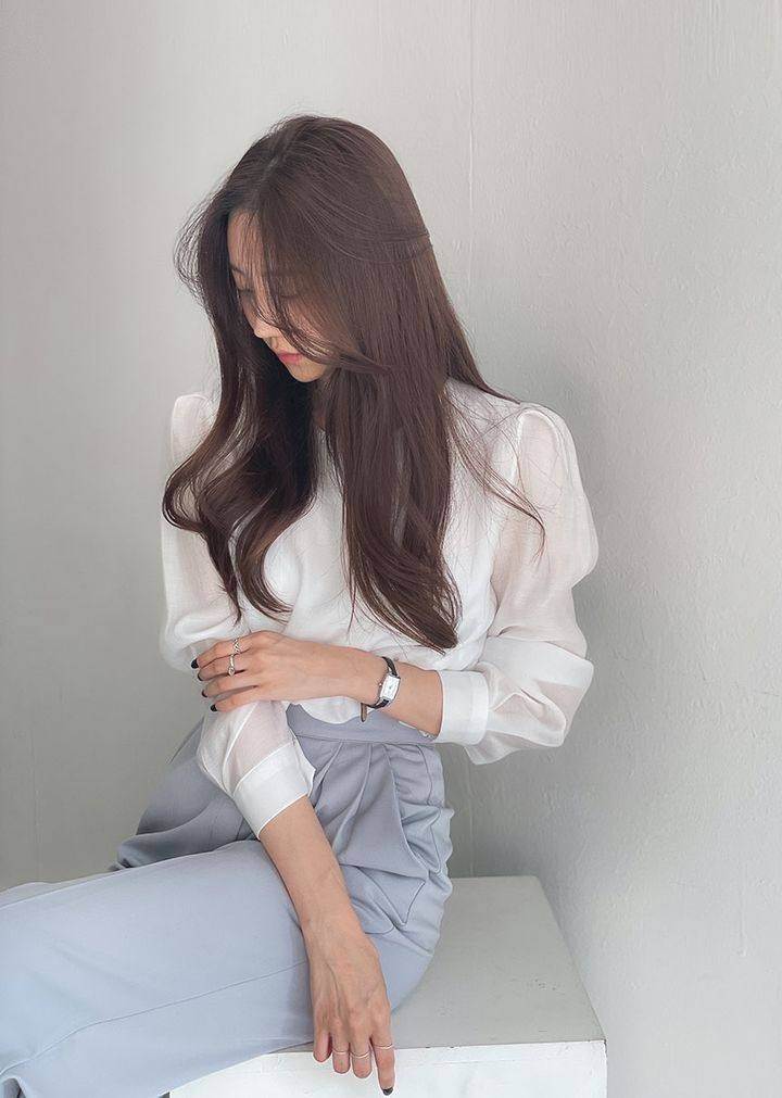 乐天商城 - レディース トップス ブラウス 長袖 ラウンドネック 襟なし フェミニン かわいい 大人可愛い きれいめ カジュアル 上品 おしゃれ ガーリー エレガント とろみ感 ラブリー キュート ロマンティック 無地 オールシーズン 10代 20代