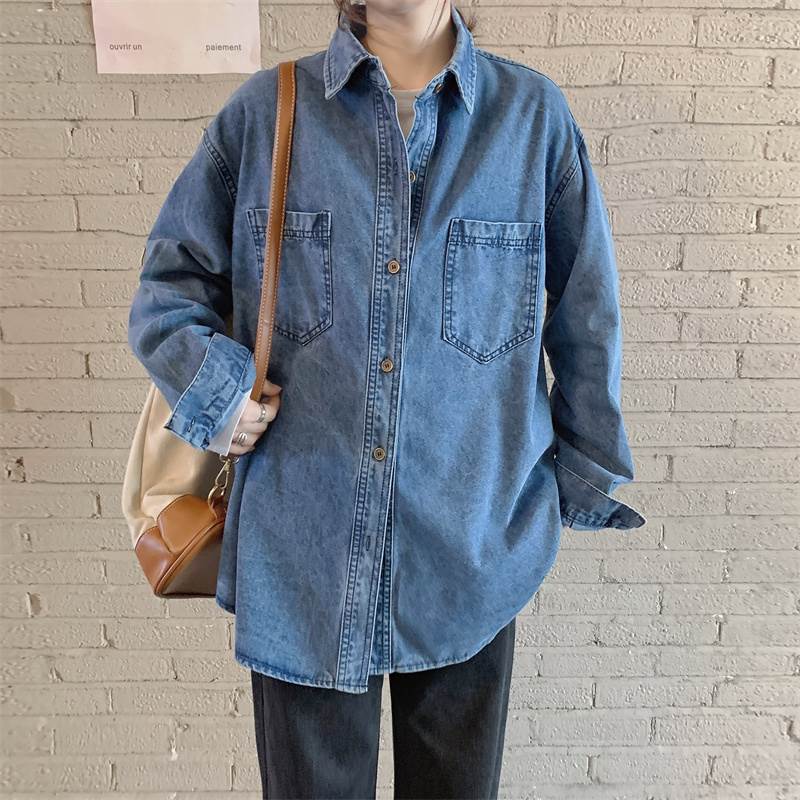 樂天商城 - レディース ジャケット アウター 上着 デニムジャケット 角襟 オーバーサイズ ストリート アメカジ デニム ブルーデニム かわいい 大人可愛い シンプル カジュアル おしゃれ かっこいい ボーイッシュ ガーリー ラブリー キュート