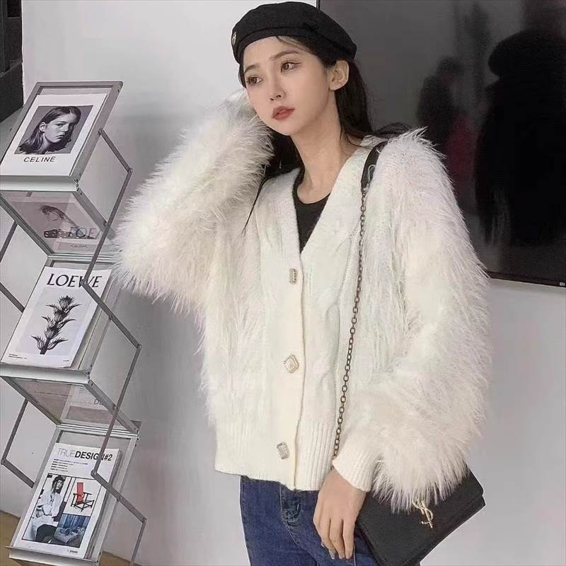 カーディガン長袖ボリューム袖萌袖V...