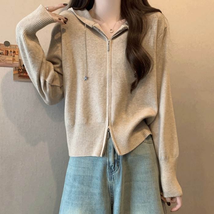 レディース トップス パーカー 長袖 クルーネック フーディー フード ファスナー ロングカフス かわいい 大人可愛い きれいめ シンプル カジュアル 上品 おしゃれ こなれ感 ラフ メンズライク 無地 春 秋 冬 誕生日 ロングシーズン