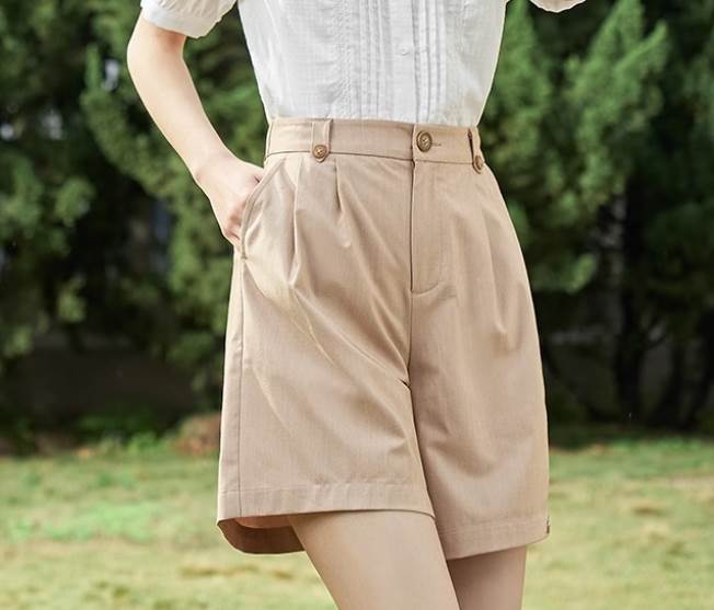 樂天商城 - レディース パンツ ボトムス ショートパンツ ショート 膝上 ストレート ストリート ファスナー ポケット ハイウエスト ボタン シンプル カジュアル ラフ スポーティー キュート 学生風 ベーシック アクティブ ナチュラル 無地 夏 秋
