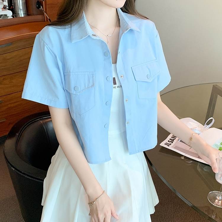 乐天商城 - レディース ジャケット アウター ショート 半袖 ワイド かわいい ラウンドヘム ポケット 大人可愛い きれいめ シンプル カジュアル 上品 おしゃれ こなれ感 ラフ ガーリー 個性的 主役級 存在感 抜け感 ナチュラル 春 夏 10代