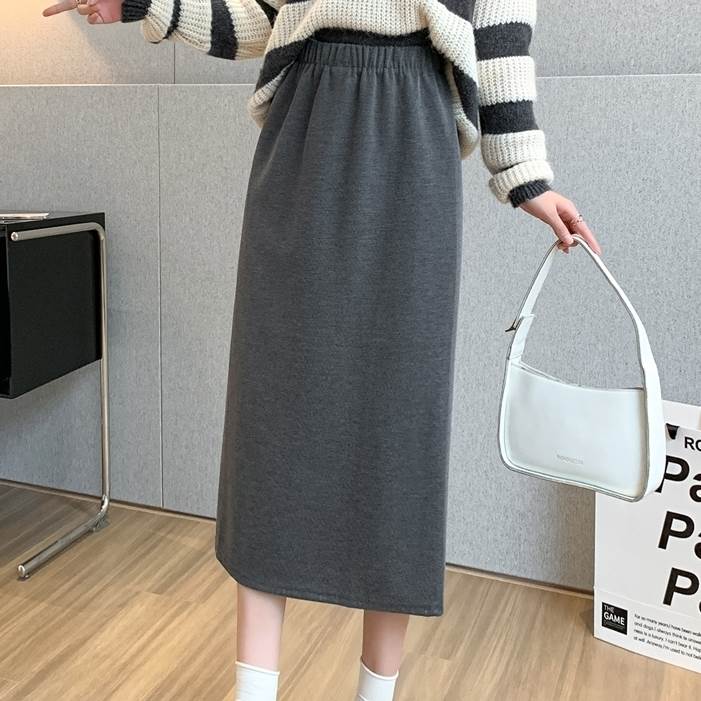 レディース スカート ボトムス 膝下 ミモレ Iライン 大人可愛い ウエストゴム きれいめ シンプル カジュアル 上品 おしゃれ かっこいい こなれ感 主役級 存在感 都会的 春 秋 冬 授業参観 大会 会議 MTG ミーティング