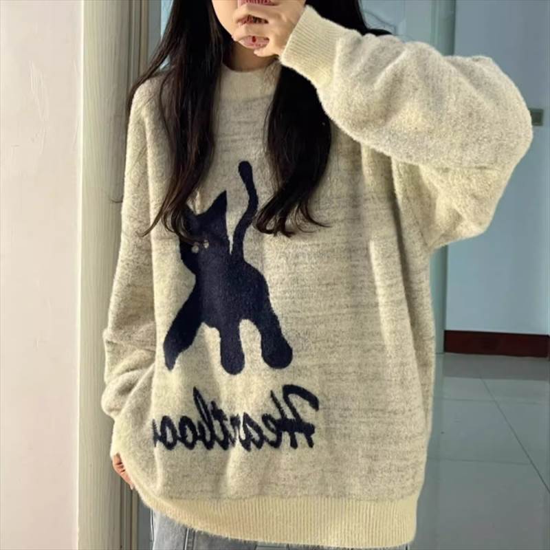 レディース トップス ニット セーター プルオーバー 長袖 襟なし ワイド もこもこ ふわふわ ふっくら ..