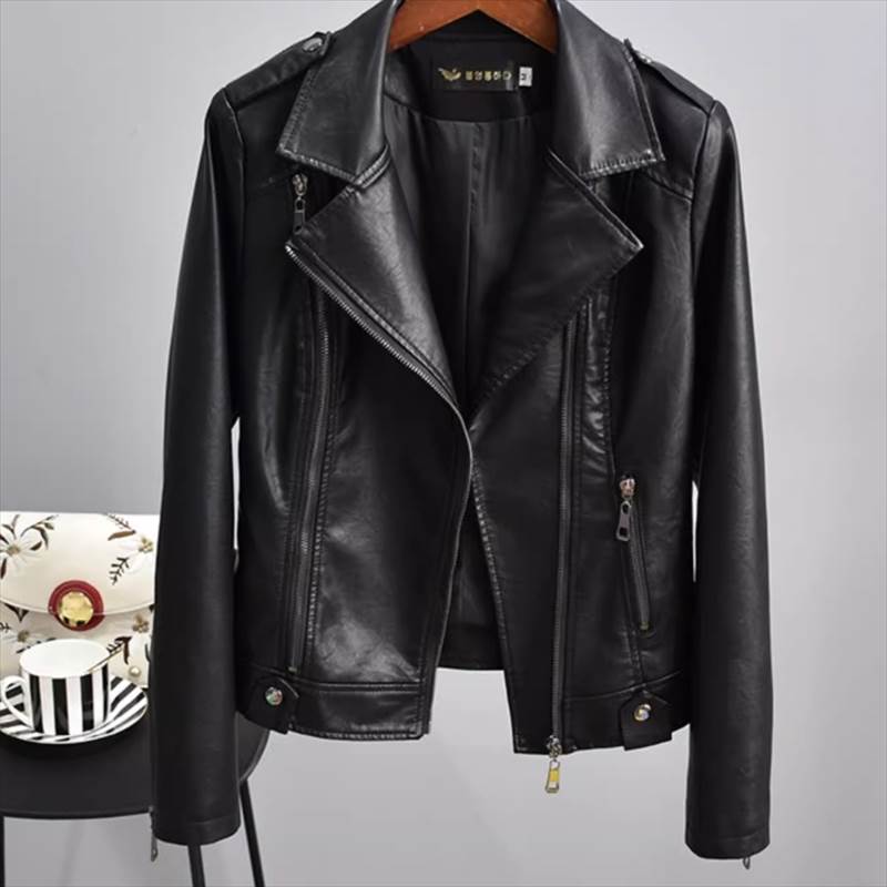 レディース ジャケット アウター 上着 ライダースジャケット 前開き レザージャケット ミニ ショート 長袖 襟付き スリム ファスナー ポケット レザー 大人可愛い きれいめ シンプル カジュアル おしゃれ かっこいい レトロ