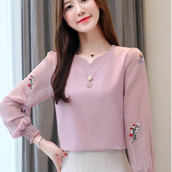 乐天商城 - トップス ブラウス 長袖 ハートネック ミディアム丈 ビジュー 刺? プルオーバー かわいい 大人可愛い きれいめ シンプル 上品 おしゃれ かっこいい カジュアル こなれ感 個性的 主役級 存在感 抜け感 オールシーズン ベーシック