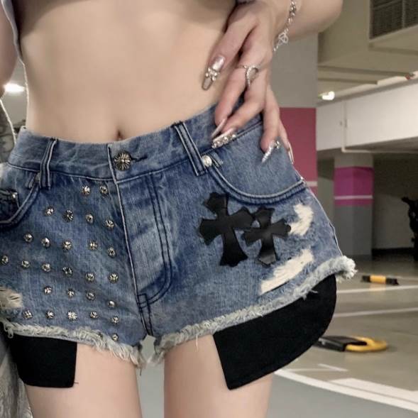 レディース パンツ ボトムス ショートパンツ ホットパンツ ミニ ショート スマート ハイウエスト ブルーデニム カラーデニム かわいい 大人可愛い シンプル カジュアル おしゃれ かっこいい レトロ エキゾチック こなれ感 ラフ