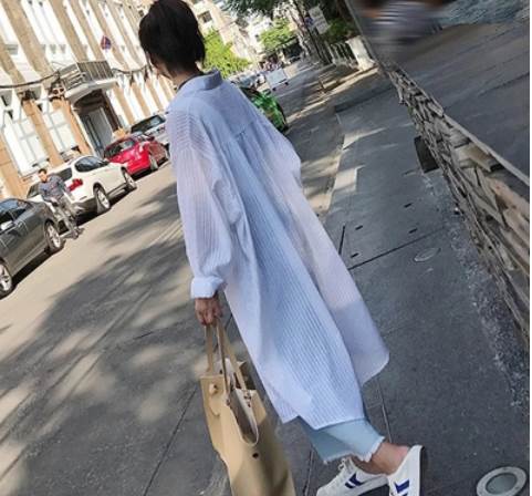 Other - ロング丈無地長袖ブラウス トップス ブラウス 長袖 綿 光沢 爽やか 大人スタイル 大人可愛い きれいめ シンプル カジュアル 大人 上品 おしゃれ かっこいい レトロ アジアン 大人可愛い 大人女子 こなれ感 ラブリー キュート 個性的 存在感 無地 春 秋 冬 10代 20代