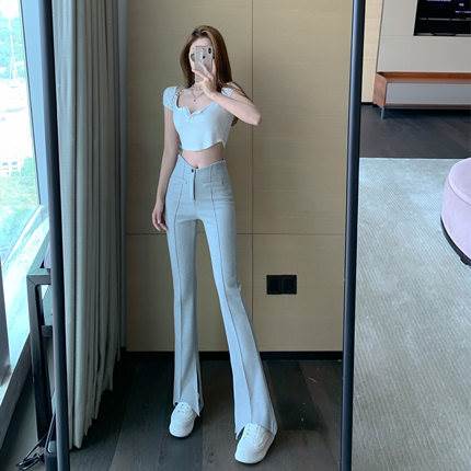 乐天商城 - ハイウエストフレアパンツ ボトムス パンツ ロング ロング丈 フレア スリット ハイウエスト ポリエステル かわいい 大人可愛い きれいめ シンプル カジュアル 大人 上品 おしゃれ お洒落 大人可愛い 大人女子 こなれ感 ラフ キュート ガーリー 主役級 存在感 無地 春 夏