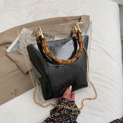 乐天商城 - クリアバッグ バッグ カバン 鞄 bag レディースバッグ ショルダーバッグ ハンドバッグ 2way 斜めがけ 肩がけ 手持ち スクエア型 四角 ポリエステル バンブー ビニール かわいい 大人可愛い シンプル カジュアル おしゃれ お洒落 こなれ感 無地 10代 20代 30代 40代