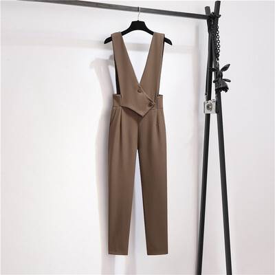 サロペット ボトムス パンツ サロペット ロング ロング丈 袖なし ノースリーブ Vネック ウエストマーク ハイウエスト かわいい 大人可..