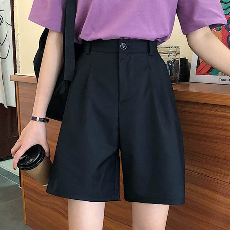 乐天商城 - ボトムス パンツ 膝上 ハイウエスト きれいめ シンプル カジュアル 無地 春 夏 秋 10代 20代 30代 40代 50代 60代 レディース 女性用 ママ オフィス 通勤 お出かけ 休日 着回し 普段使い 楽ちん S M L XL 黒 ブラック 紫 パープル